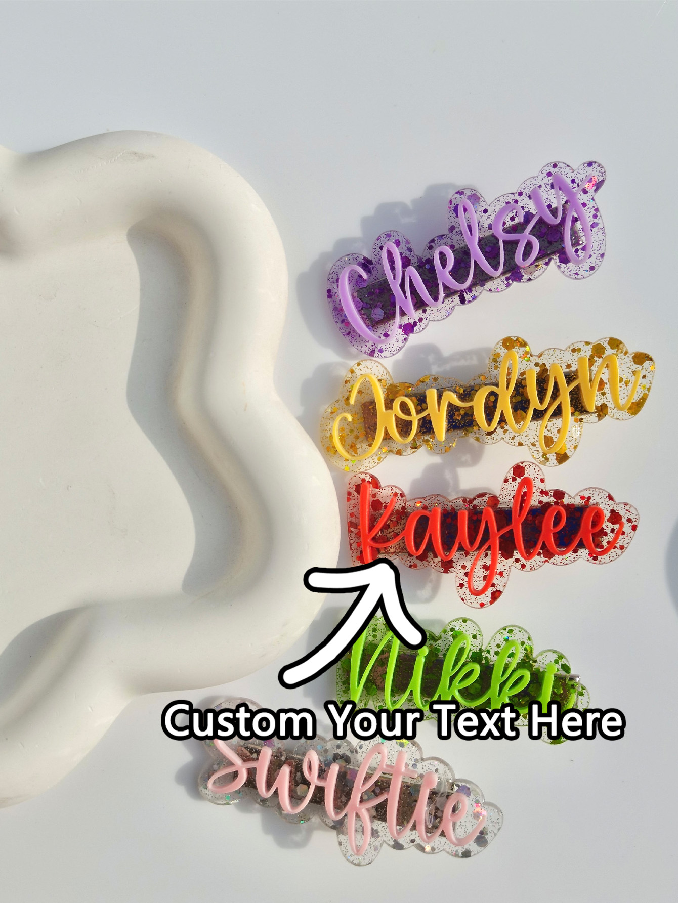 Personalized Engraved Gift - قطعة واحدة من مشبك الشعر المخصص